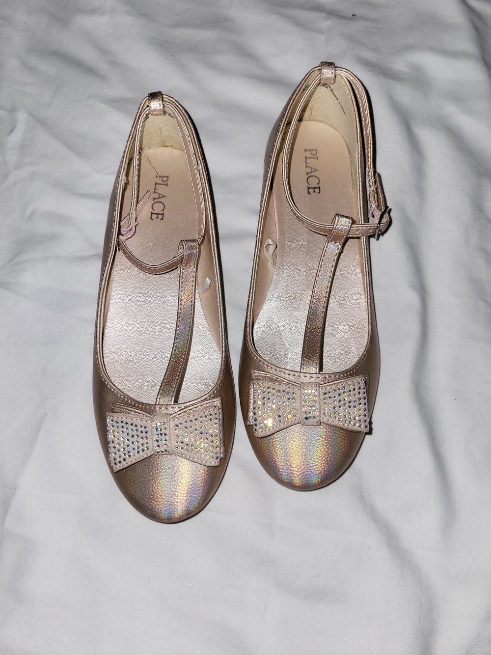 The Children's Place Rose Gold Bow T-Strap Dress Shoes